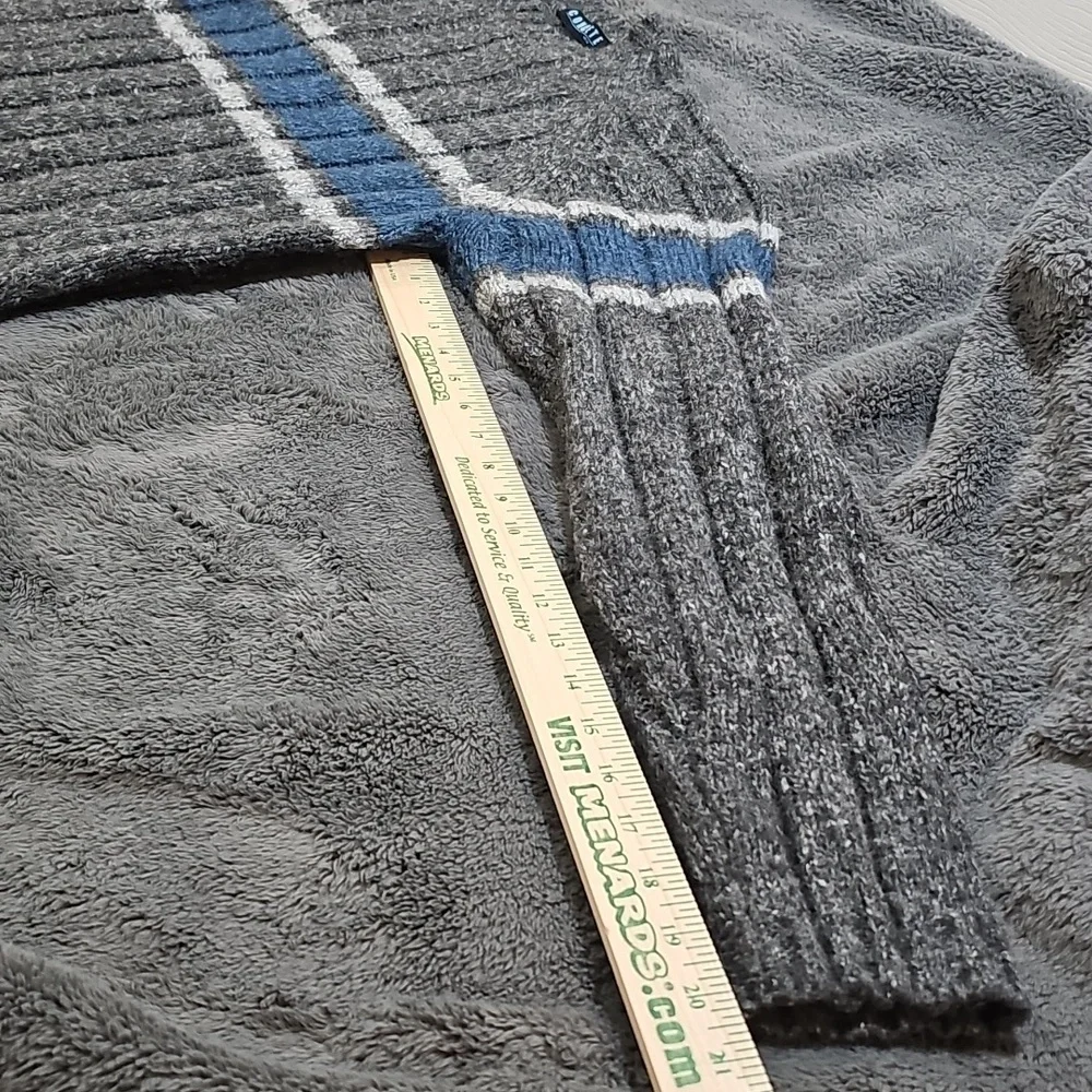 Vintage Concrete Mix Chunky Knit Wool Blend Gray Stripe Sweater Men's Size M